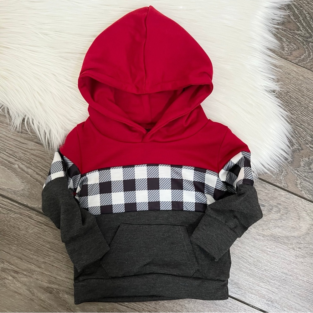 Red Plaid Hoodie Sweatshirt